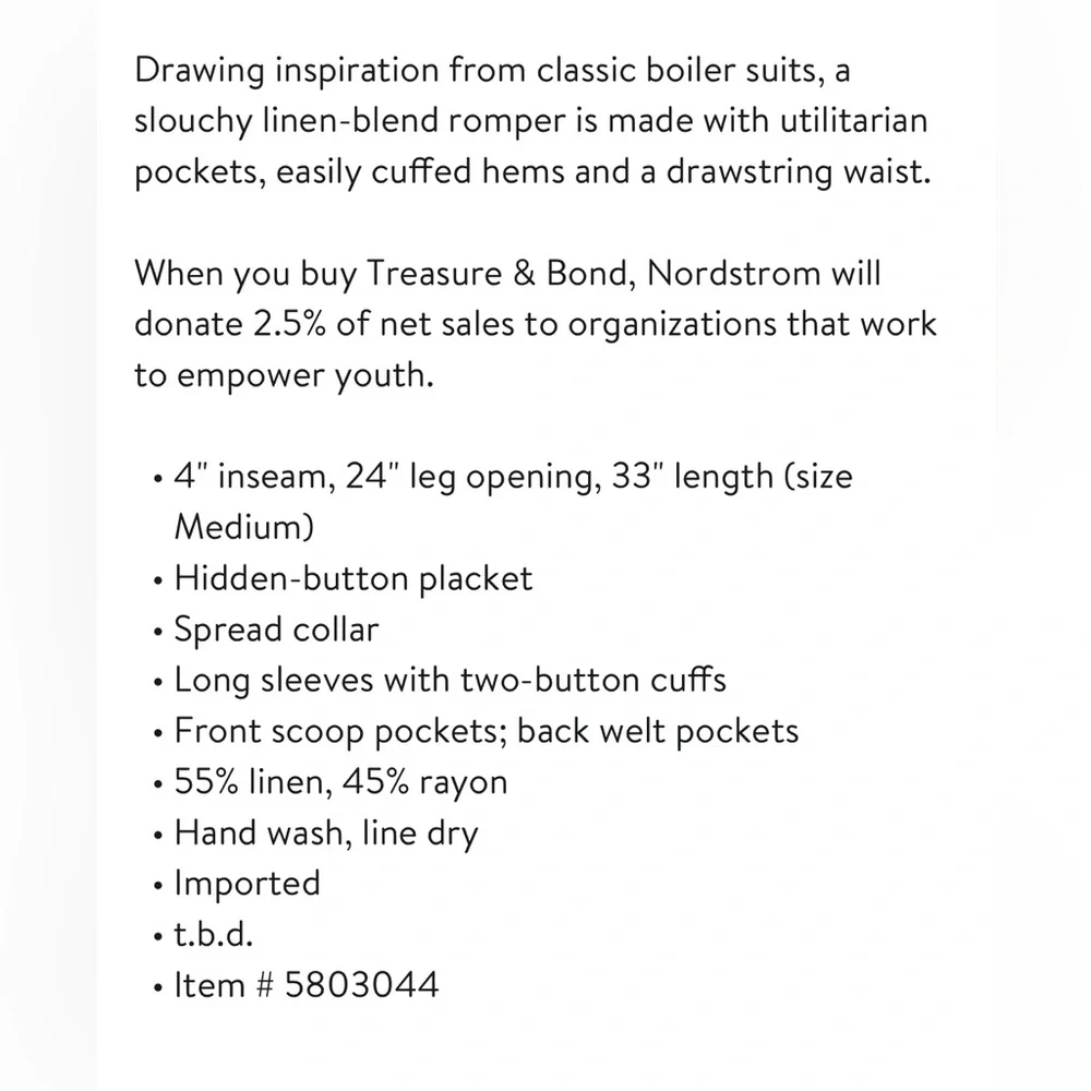 Treasure & Bond Linen Blend Utility Romper - Picture 3 of 7